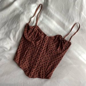 Urban Outfitters Lucy Brown Dot Corset